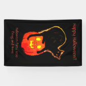 ハロウィン 黒猫 輝くカボチャのバナー 横断幕 (横)