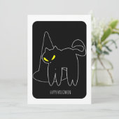 ハロウィン 黒猫 魔女の帽子 カード (スタンド正面)
