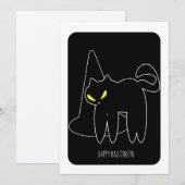 ハロウィン 黒猫 魔女の帽子 カード (正面/裏面)