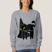 ハロウィン 黒猫 魔女 帽子 スウェットシャツ (正面)