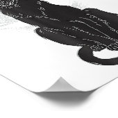 ハロウィン 黒猫 魔女 帽子 月 ポスター (角)