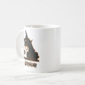 ハロウィン 黒猫 魔女 怖い クモ コーヒーマグカップ (正面左)