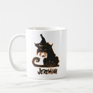ハロウィン 黒猫 魔女 怖い クモ コーヒーマグカップ