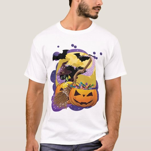 ハロウィン 黒猫 Tシャツ (正面)