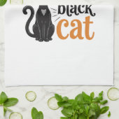 ハロウィン 黒猫 Tシャツ デザイン 変装 キッチンタオル (折り畳み)