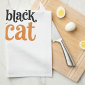 ハロウィン 黒猫 Tシャツ デザイン 変装 キッチンタオル (四つ折り)