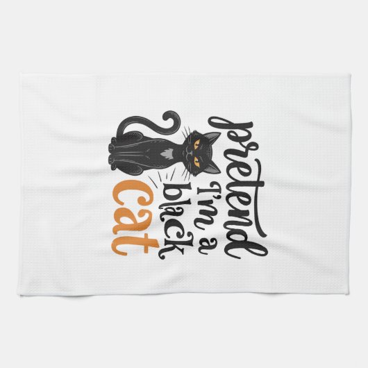 ハロウィン 黒猫 Tシャツ デザイン 変装 キッチンタオル (横)