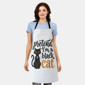 ハロウィン 黒猫 Tシャツ デザイン 変身 エプロン (着用した状態)
