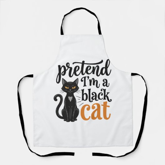 ハロウィン 黒猫 Tシャツ デザイン 変身 エプロン (正面)