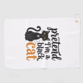 ハロウィン 黒猫 Tシャツ デザイン 変身 ゴルフタオル (横)