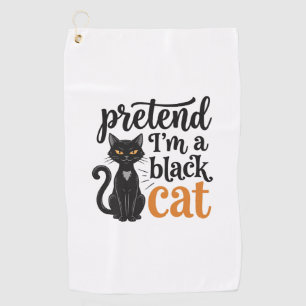 ハロウィン 黒猫 Tシャツ デザイン 変身 ゴルフタオル
