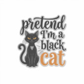 ハロウィン 黒猫 Tシャツ デザイン 変身 シール (正面)
