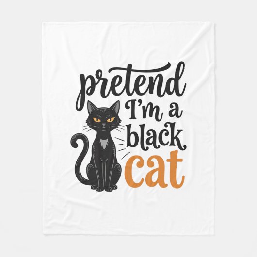 ハロウィン 黒猫 Tシャツ デザイン 変身 フリースブランケット (正面)