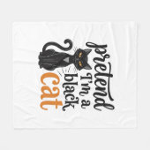 ハロウィン 黒猫 Tシャツ デザイン 変身 フリースブランケット (正面(横))
