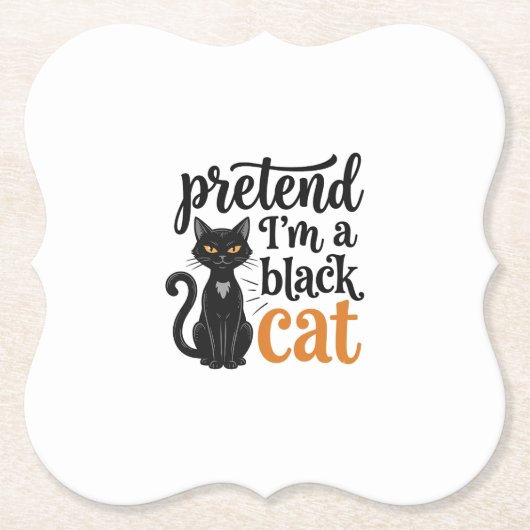 ハロウィン 黒猫 Tシャツ デザイン 変身 ペーパーコースター (正面)