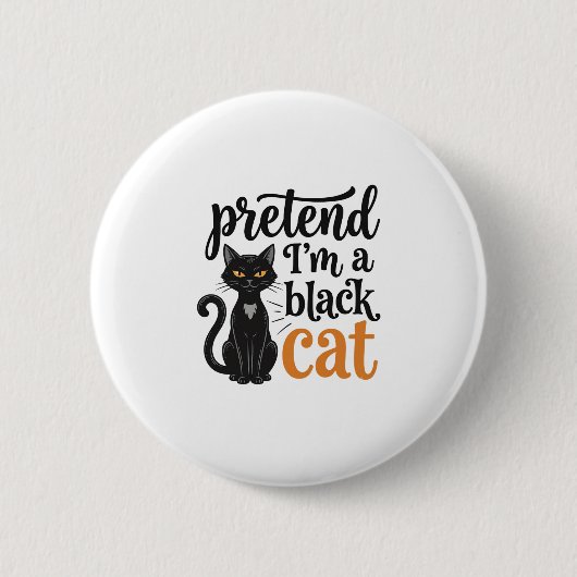 ハロウィン 黒猫 Tシャツ デザイン 変身 缶バッジ (正面)