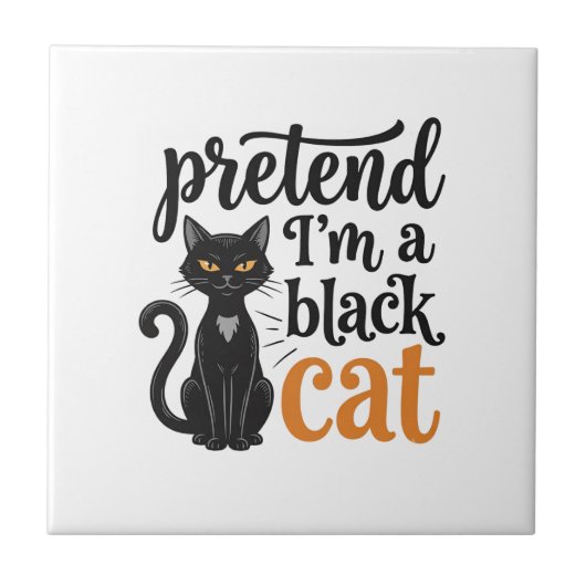 ハロウィン 黒猫 Tシャツ デザイン 変身 黒ネコ タイル (正面)