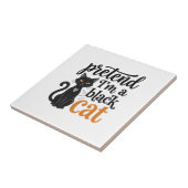 ハロウィン 黒猫 Tシャツ デザイン 変身 黒ネコ タイル (側面)