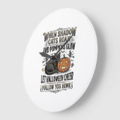 ハロウィン 黒猫 Tシャツ ヴィンテージ パンプキン 彫刻 ラージ壁時計 (傾斜)
