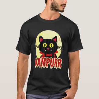 ハロウィン 黒猫 Vampurr ヴァンパイア デザイン Tシャツ