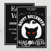 ハロウィン 黒白猫 衣装 パーティー コスプレ 招待状 (正面/裏面)