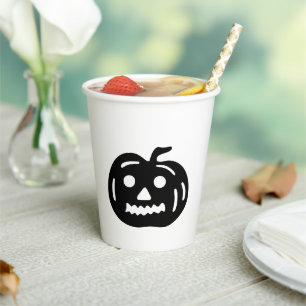 ハロウィン 黒白 かぼちゃのランタン 紙コップ
