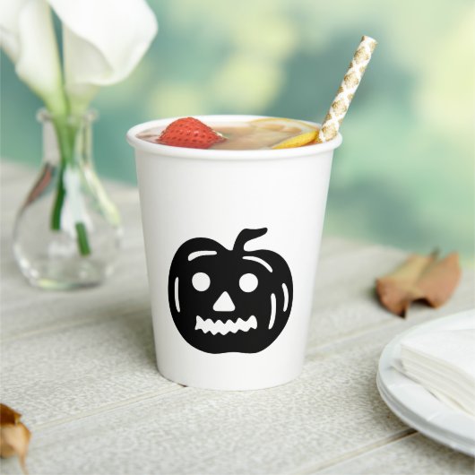 ハロウィン 黒白 かぼちゃのランタン 紙コップ (インサイチュ)