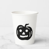 ハロウィン 黒白 かぼちゃのランタン 紙コップ (裏面)
