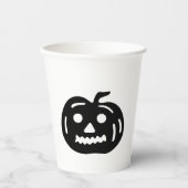 ハロウィン 黒白 かぼちゃのランタン 紙コップ (正面)