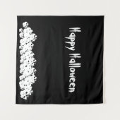 ハロウィン 黒白 スカル山 カスタムテキスト タペストリー (正面(横))