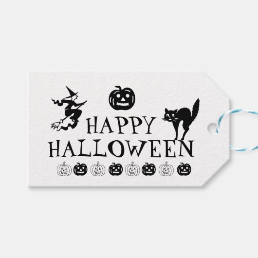 ハロウィン 黒白 怖い おもてなし ギフトタグ (正面(横))
