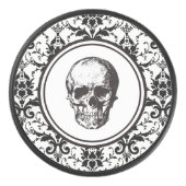 ハロウィン 黒 ゴシック ダマスク模様 ドクロ アイスホッケーパック (正面)