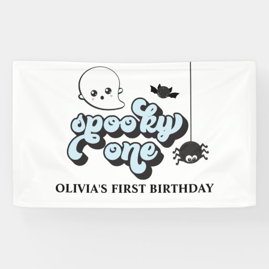 ハロウィン＋1歳の誕生日おめでとう スプーキー・ワン 横断幕 (横)