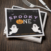 ハロウィン 1歳の誕生日 スプーキー ワン ゴースト ゴシック スタンダードカクテルナプキン
