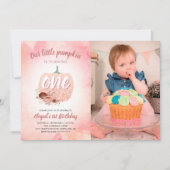 ハロウィン　1歳の誕生日　ローズゴールドグリッター写真 招待状 (正面)