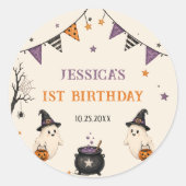 ハロウィン 1歳の誕生日 女の子 おばけ ラウンドシール (正面)