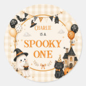 ハロウィン 1歳の誕生日 女の子 おばけ ラウンドシール (正面)
