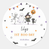 ハロウィン 1歳の誕生日 女の子 おばけ ラウンドシール (正面)