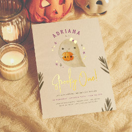 ハロウィン 1歳の誕生日 女の子 スパイキー 箔招待状