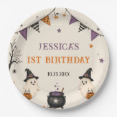 ハロウィン 1歳の誕生日 女の子 幽霊 ペーパープレート (正面)