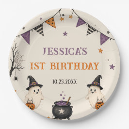 ハロウィン 1歳の誕生日 女の子 幽霊 ペーパープレート
