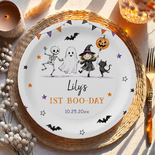 ハロウィン 1歳の誕生日 女の子 幽霊 ペーパープレート