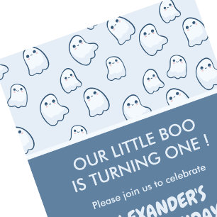 ハロウィン 1歳の誕生日 招待状 ゴースト 10月