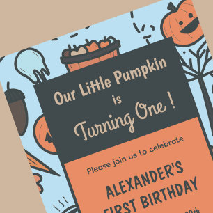 ハロウィン 1歳の誕生日 招待状 秋のかぼちゃ