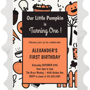 ハロウィン 1歳の誕生日 招待状 秋 10月