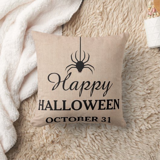 ハロウィン 10月31日 クモ 楽しい クッション (ブランケット)
