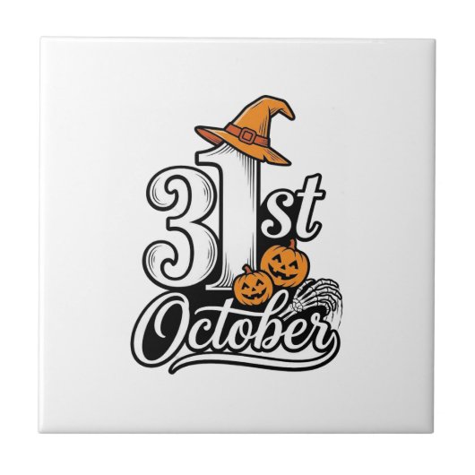 ハロウィン 10月31日 タイポグラフィーTシャツデザイン_1 タイル (正面)