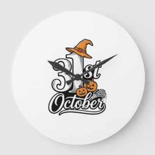 ハロウィン 10月31日 タイポグラフィーTシャツデザイン_1 ラージ壁時計