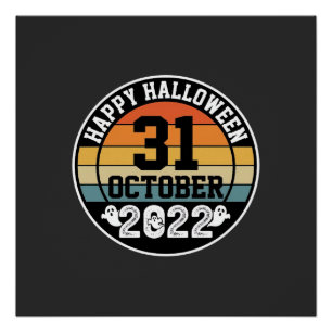 ハロウィン 10月31日 2022 夕焼け レトロデザイン_1 ポスター