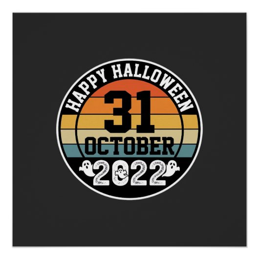 ハロウィン 10月31日 2022 夕焼け レトロデザイン_1 ポスター (正面)